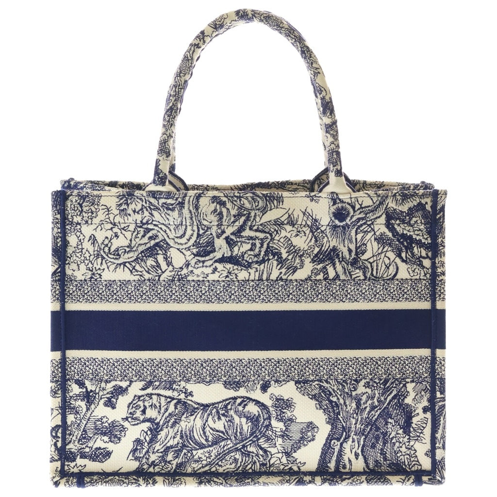 Christian Dior(クリスチャンディオール) ブックトート ミディアム トワル ドゥ ジュイ ハンドバッグ ネイビー×アイボリー キャンバス レディース