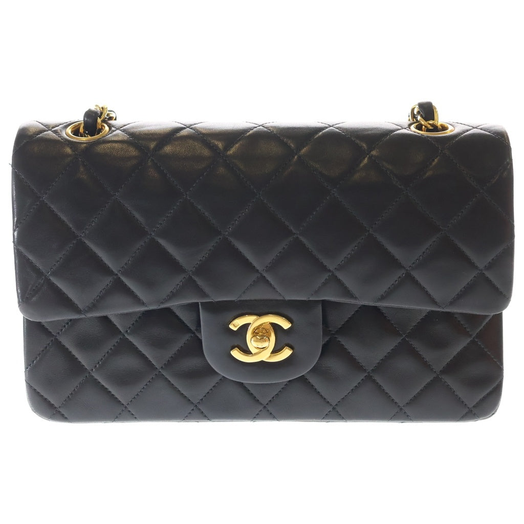 CHANEL(シャネル) マトラッセ23 Wチェーン ショルダーバック Wフラップ ゴールド金具 ラムスキン ブラック レディース