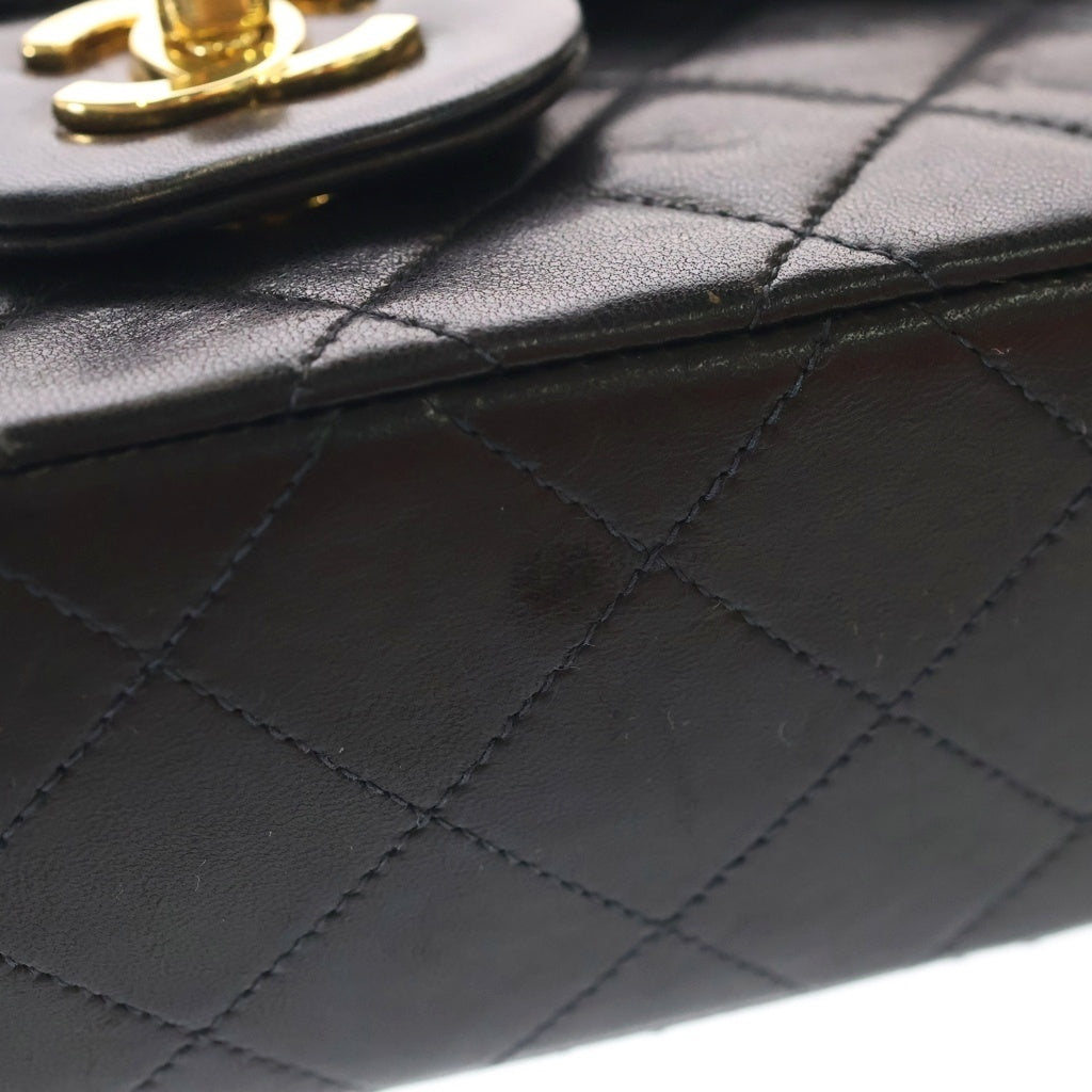 CHANEL(シャネル) マトラッセ23 Wチェーン ショルダーバック Wフラップ ゴールド金具 ラムスキン ブラック レディース