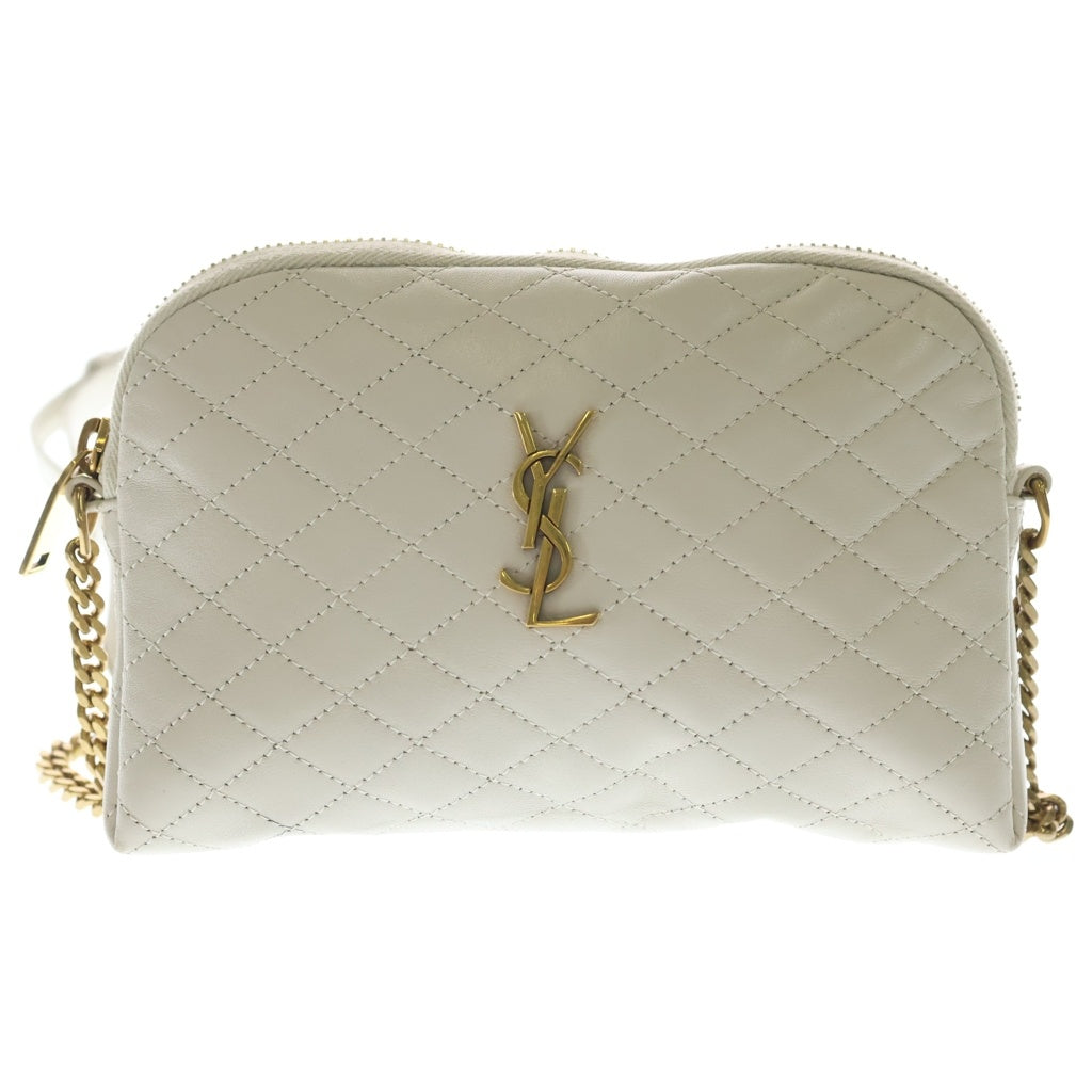 SAINT LAURENT PARIS(サンローランパリ) ギャビー カサンドラロゴ レザー チェーン ショルダーバッグ ゴールド金具 ベージュ 733667 レディース