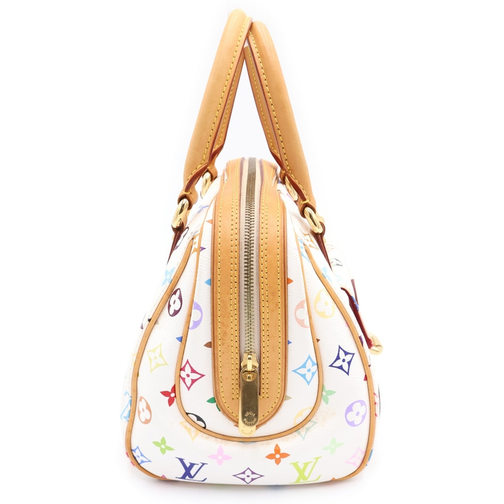 LOUIS VUITTON(ルイヴィトン) モノグラム マルチカラー プリシラ ブロン ハンドバッグ ホワイト レザー×PVC M40096 ゴールド金具 レディース