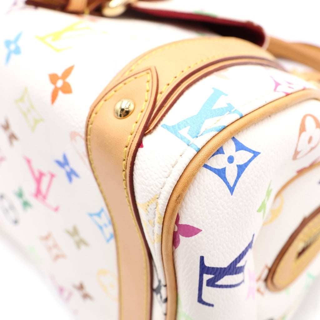 LOUIS VUITTON(ルイヴィトン) モノグラム マルチカラー プリシラ ブロン ハンドバッグ ホワイト レザー×PVC M40096 ゴールド金具 レディース