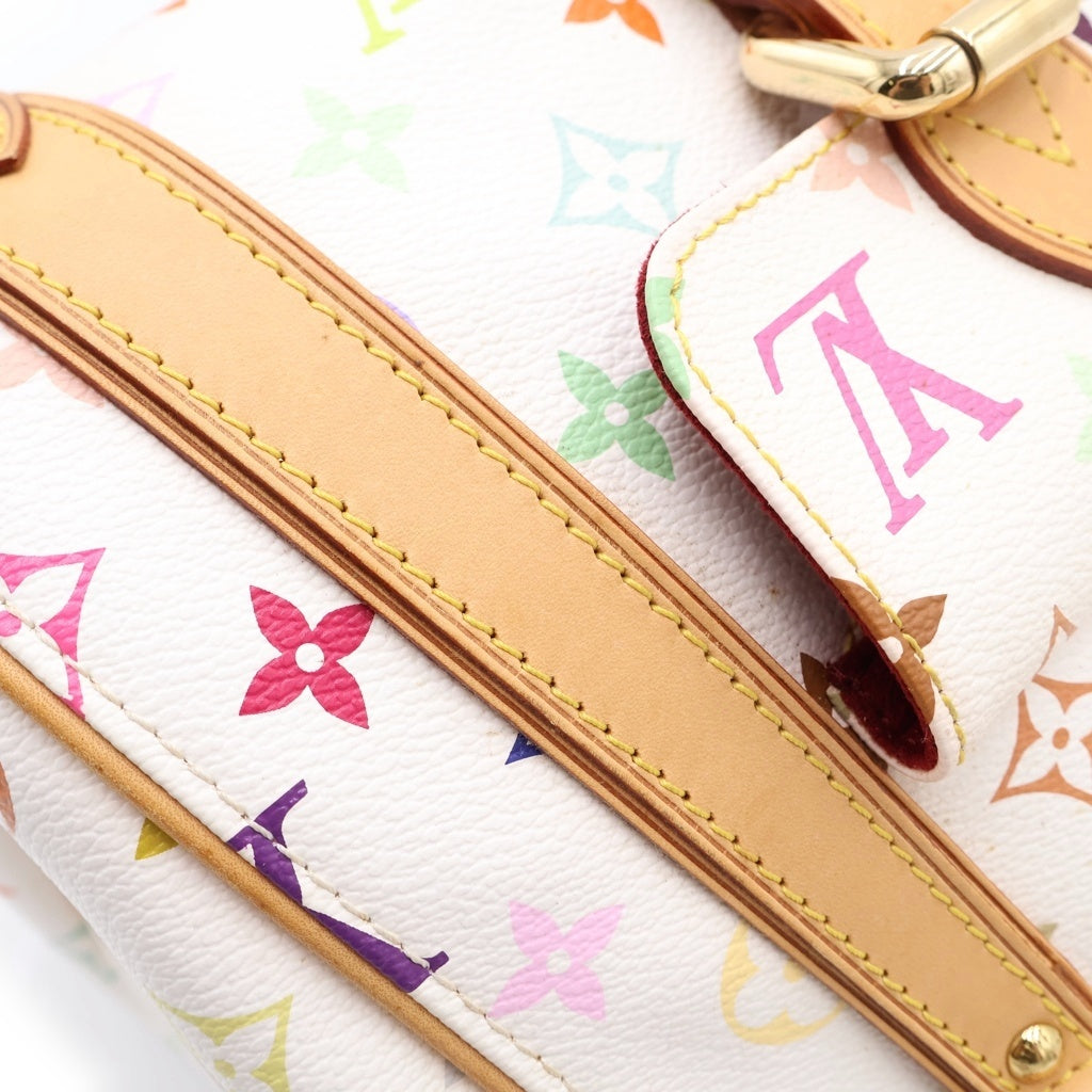 LOUIS VUITTON(ルイヴィトン) モノグラム マルチカラー プリシラ ブロン ハンドバッグ ホワイト レザー×PVC M40096 ゴールド金具 レディース