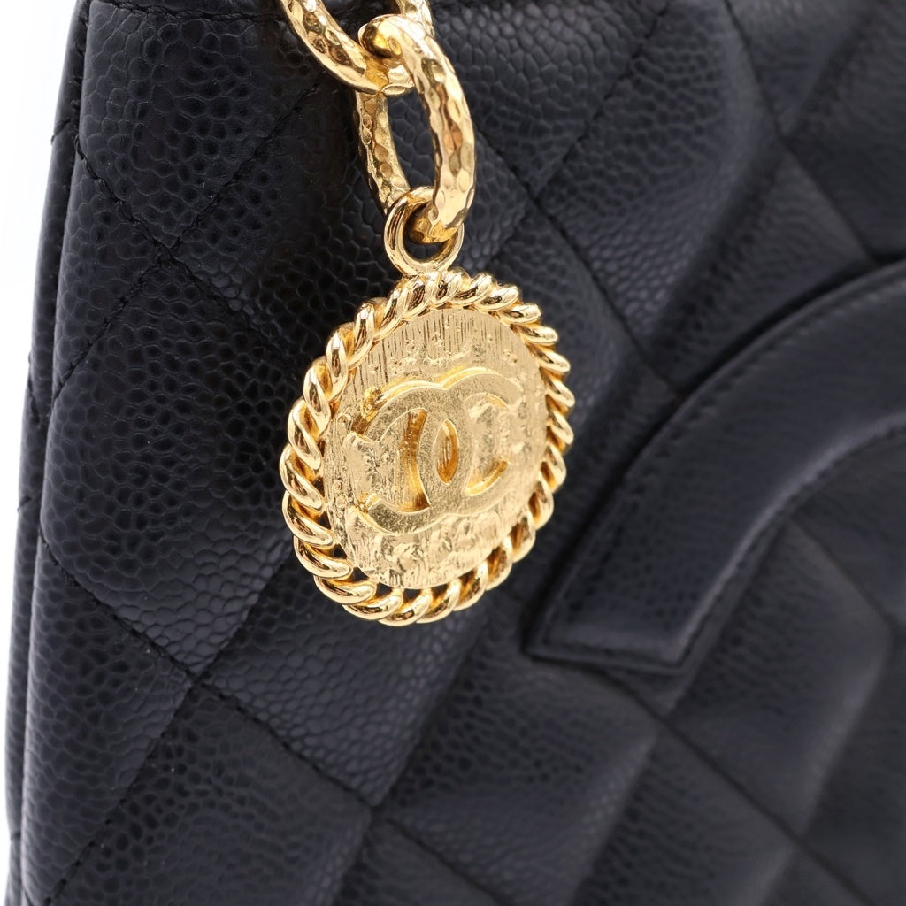 CHANEL(シャネル) 復刻トート トートバッグ ハンドバッグ ブラック キャビアスキン レザー ゴールド金具 レディース