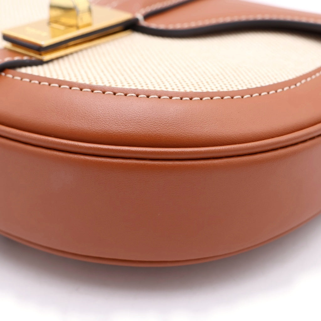 CELINE(セリーヌ) ブザス16 セーズ レザー キャンバス ショルダーバッグ ブラウン レディース