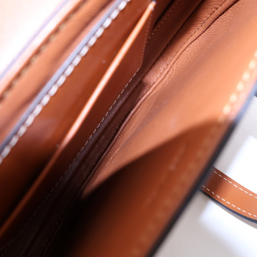 CELINE(セリーヌ) ブザス16 セーズ レザー キャンバス ショルダーバッグ ブラウン レディース