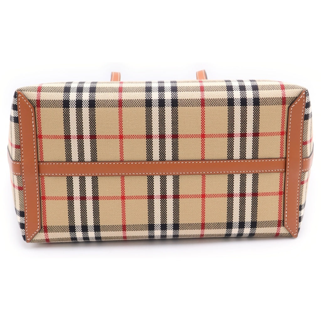 BURBERRY(バーバリー) ノバチェック ロンドン スモール キャンバス レザー トートバッグ ハンドバッグ ショルダーバッグ ベージュ 8066163 レディース