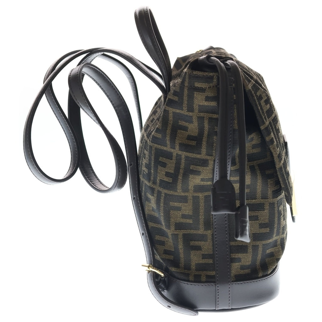 FENDI(フェンディ) ズッカ柄 FFジャガード FFロゴ バックパック リュックサック シルバー金具 ブラウン 8BZ057 レディース
