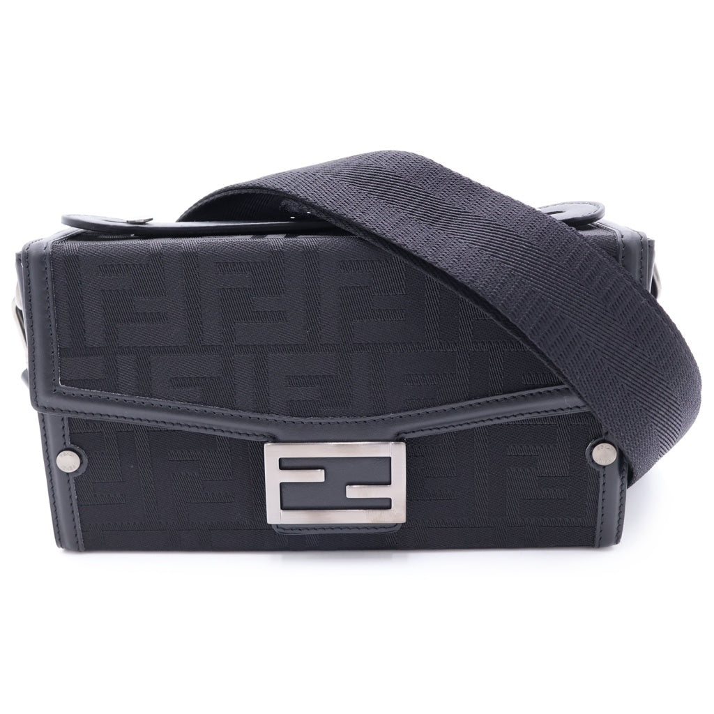FENDI(フェンディ) ズッカ ソフトトランク バケット ショルダーバッグ キャンバス レザー ブラック 7VA565 レディース