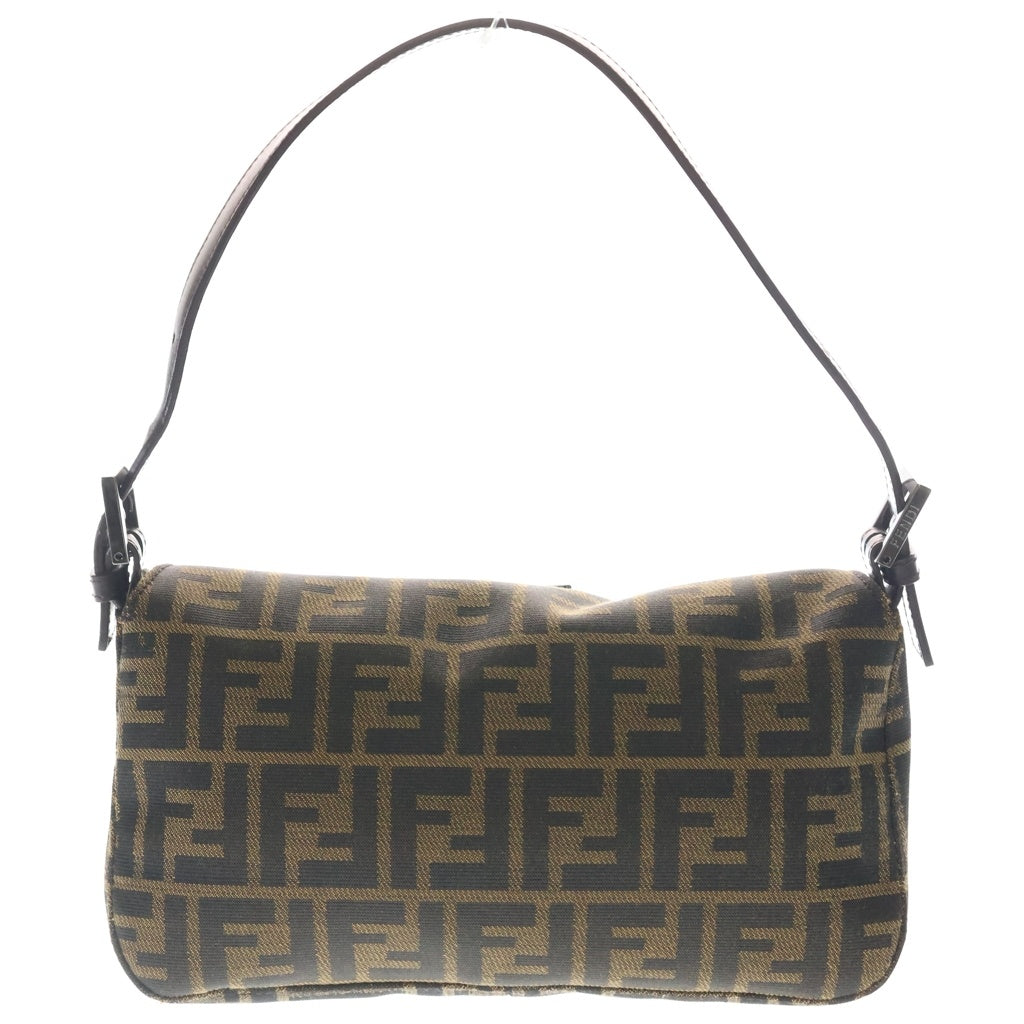 FENDI(フェンディ) ズッカ マンマバゲット ワンショルダーバッグ ブラウン レザー×キャンバス ガンメタ金具 レディース