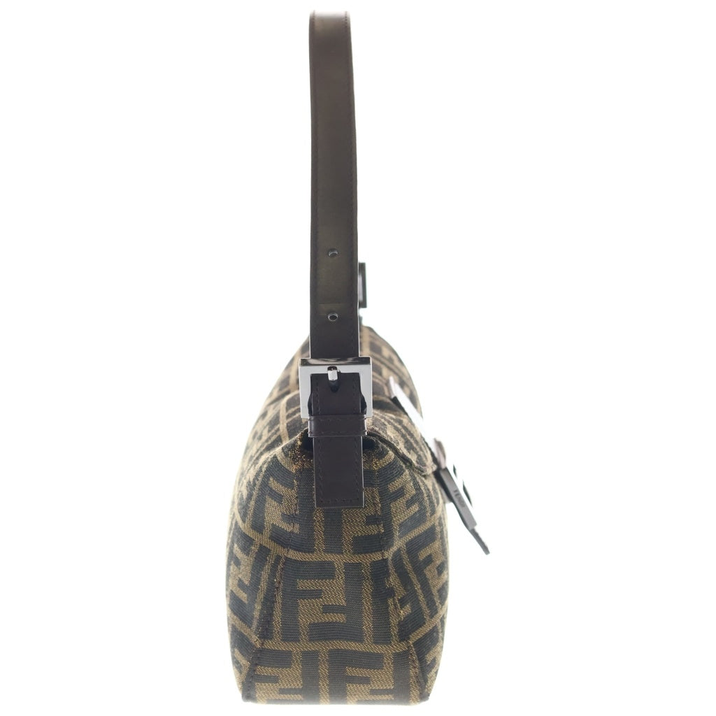 FENDI(フェンディ) ズッカ マンマバゲット ワンショルダーバッグ ブラウン レザー×キャンバス ガンメタ金具 レディース