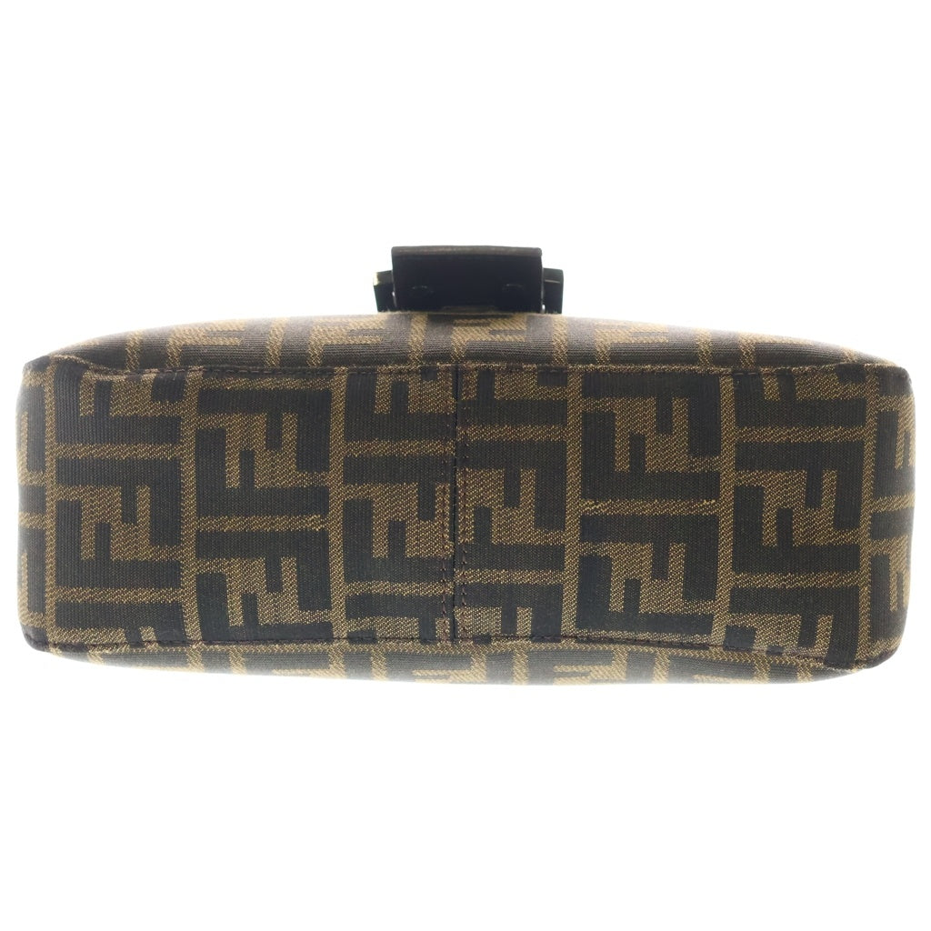 FENDI(フェンディ) ズッカ マンマバゲット ワンショルダーバッグ ブラウン レザー×キャンバス ガンメタ金具 レディース