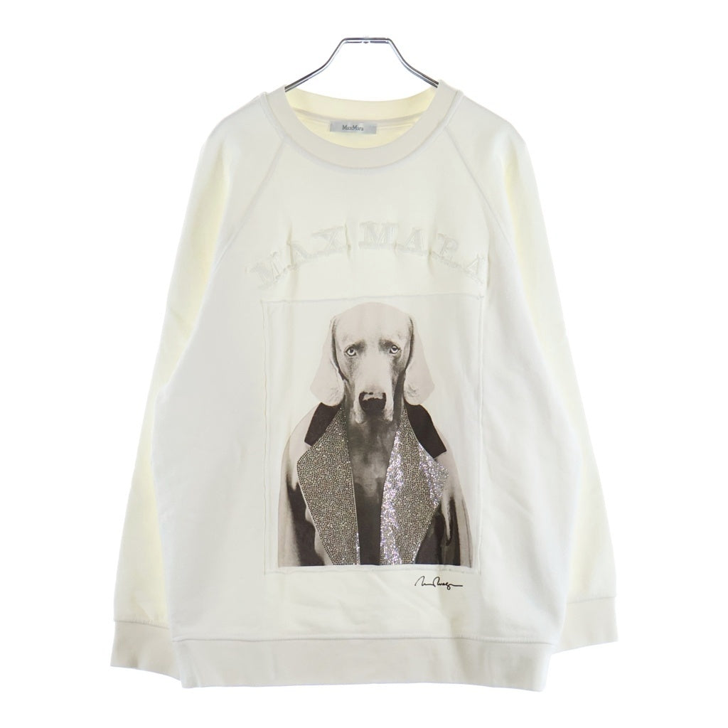 Max Mara(マックスマーラ) ドッグプリント ラインストーン パーカー フーディー ホワイト #160/40 レディース