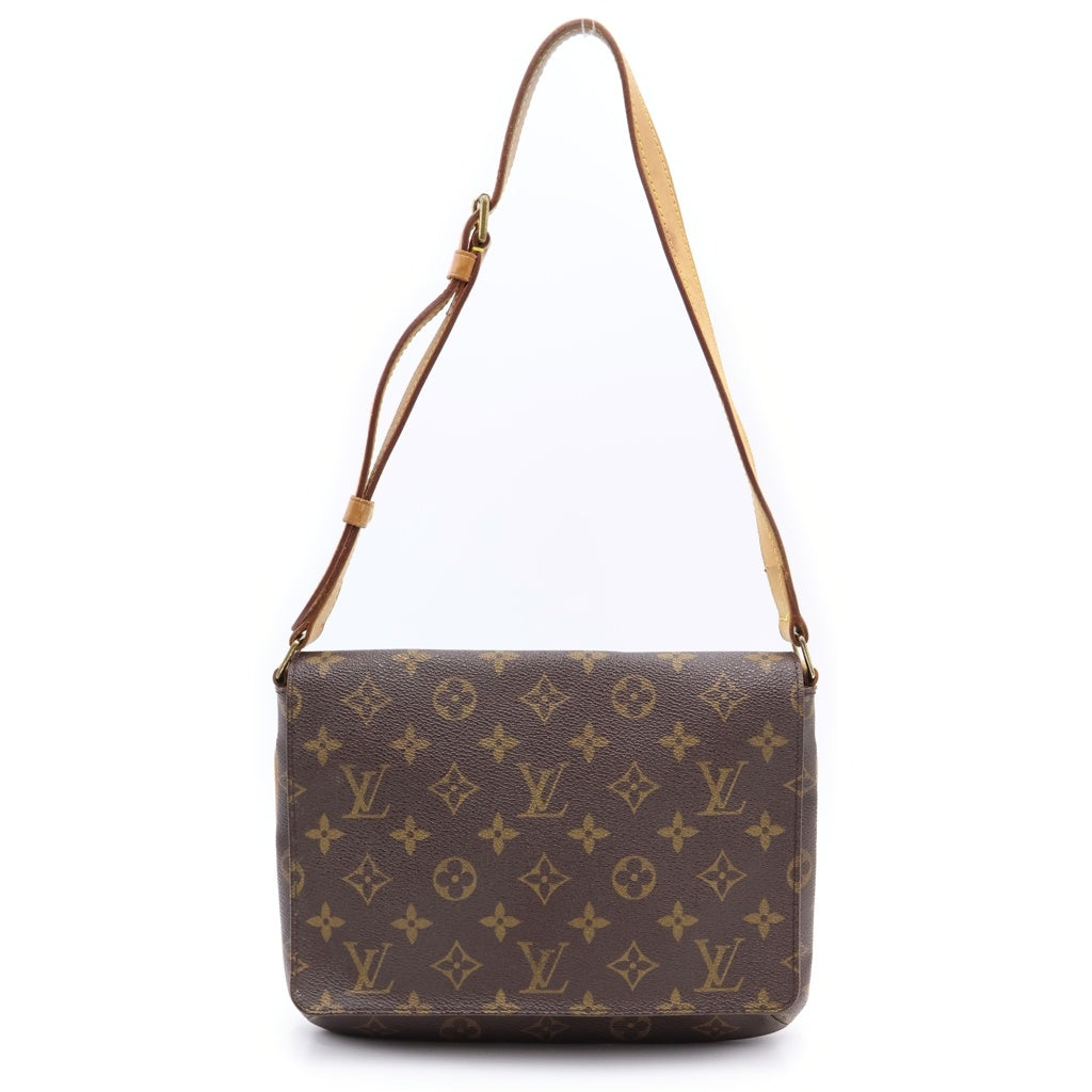 LOUIS VUITTON(ルイヴィトン) モノグラム ミュゼットタンゴ ショルダーバッグ ブラウン レザー×PVC M51257 ゴールド金具 レディース