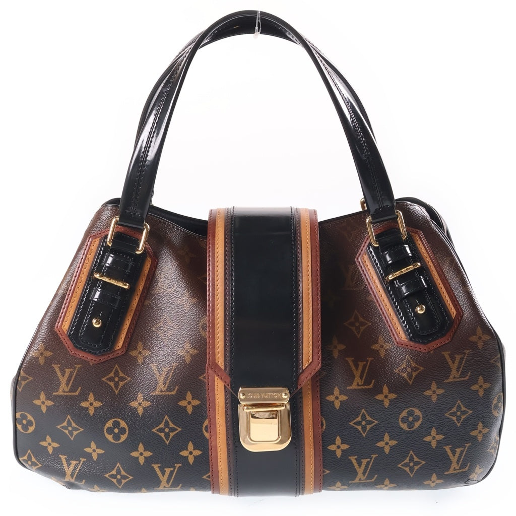 LOUIS VUITTON(ルイヴィトン) グリートモノグラム・ミラージュ ハンドバッグ ボストンバッグ ブラウン×ブラック レザー×PVC M95579 ゴールド金具 レディース