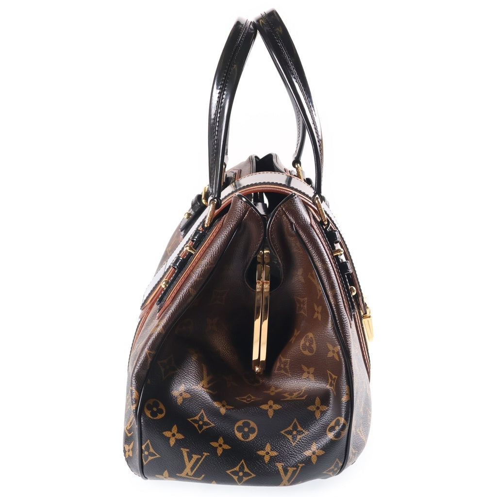 LOUIS VUITTON(ルイヴィトン) グリートモノグラム・ミラージュ ハンドバッグ ボストンバッグ ブラウン×ブラック レザー×PVC M95579 ゴールド金具 レディース