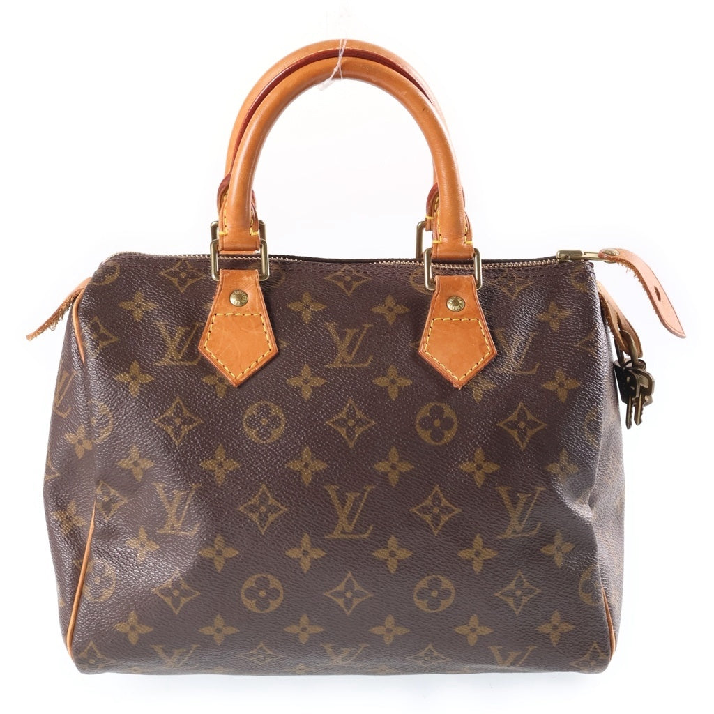 LOUIS VUITTON(ルイヴィトン) モノグラム スピーディ25 ハンドバッグ ボストンバッグ ブラウン レザー×PVC M41528 ゴールド金具 レディース