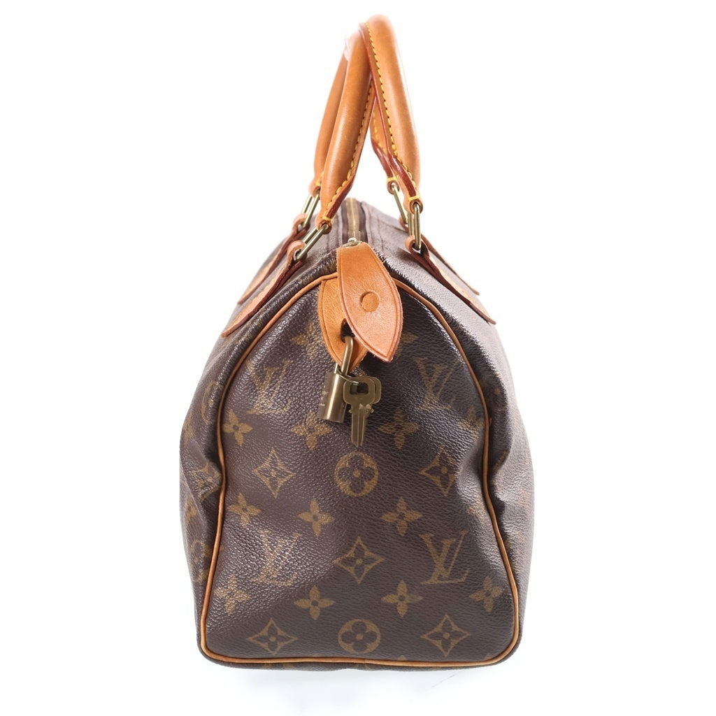 LOUIS VUITTON(ルイヴィトン) モノグラム スピーディ25 ハンドバッグ ボストンバッグ ブラウン レザー×PVC M41528 ゴールド金具 レディース