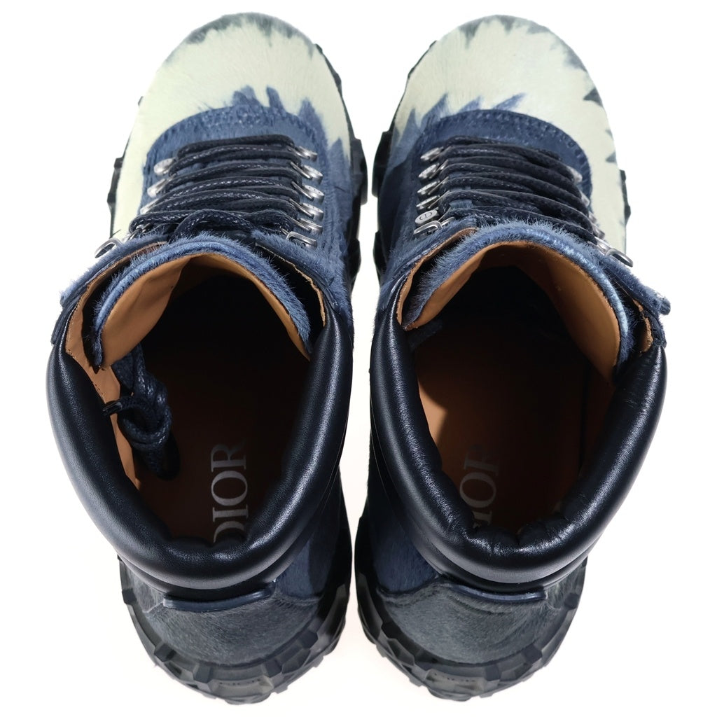 Christian Dior(クリスチャンディオール) 26SS Slickrock ハラコ ショートブーツ 限定エディション チャンキーソール ネイビー/ブラック 3BO378ABD