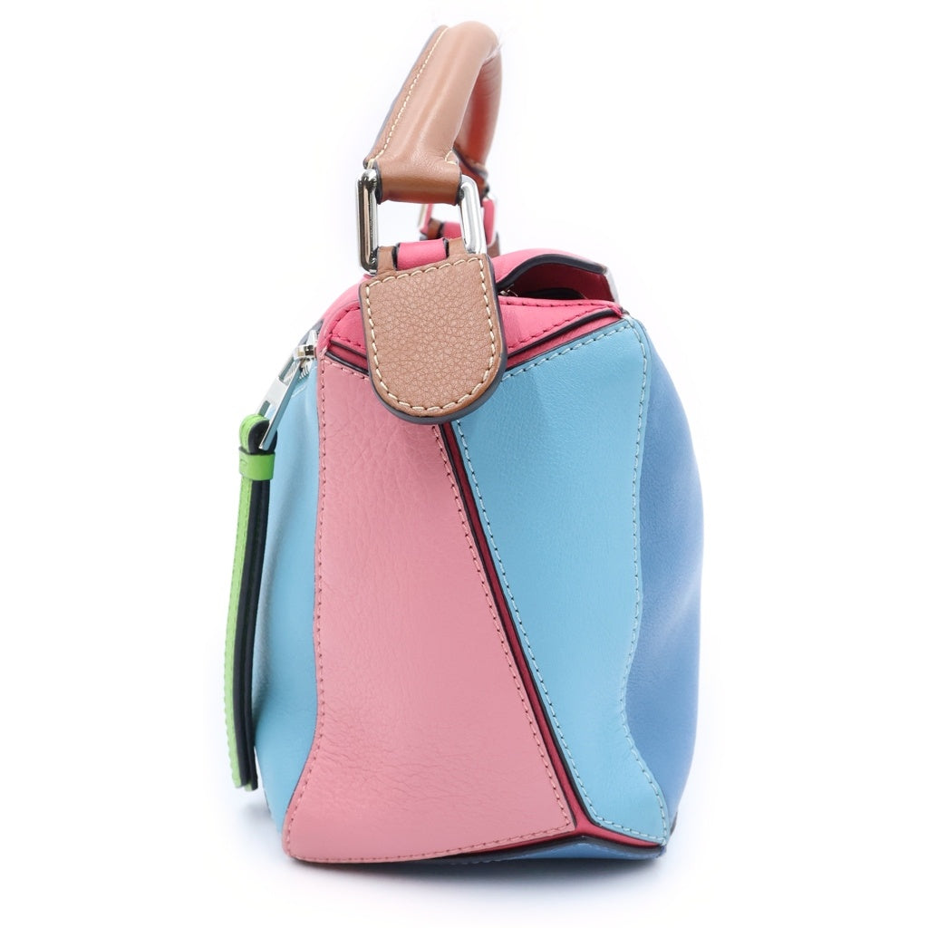 LOEWE(ロエベ) パズルバッグ バイカラー 2WAYハンドバッグ ショルダーバッグ マルチカラー レザー シルバー金具 レディース