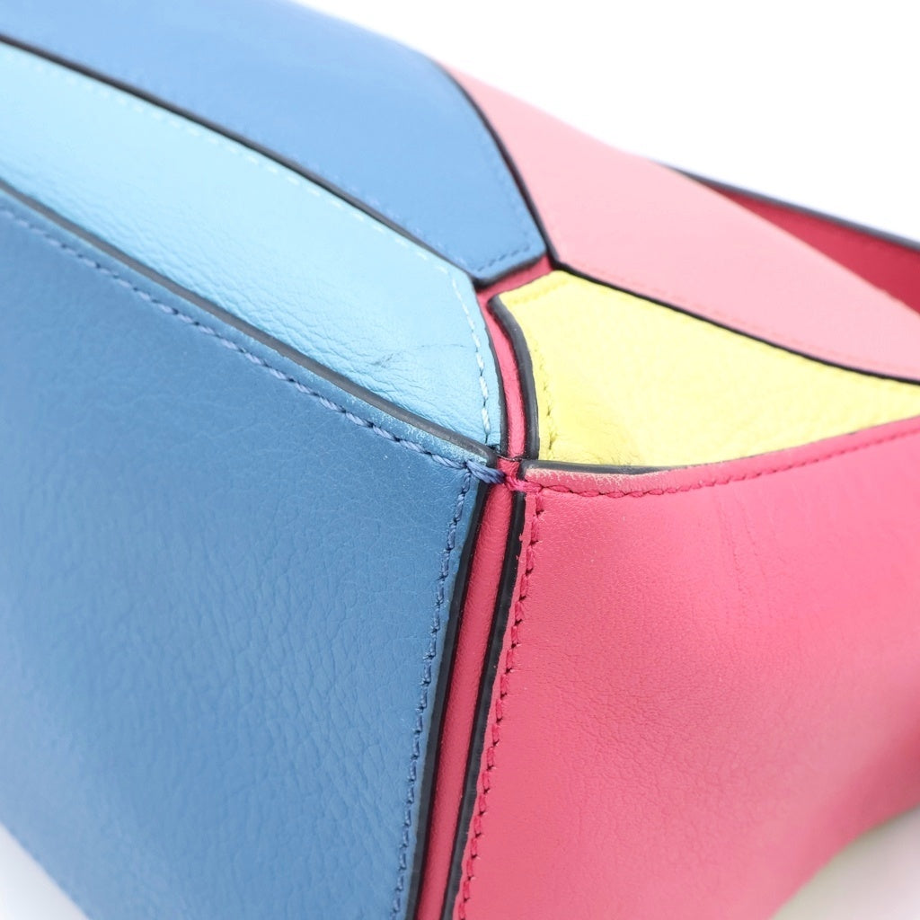 LOEWE(ロエベ) パズルバッグ バイカラー 2WAYハンドバッグ ショルダーバッグ マルチカラー レザー シルバー金具 レディース