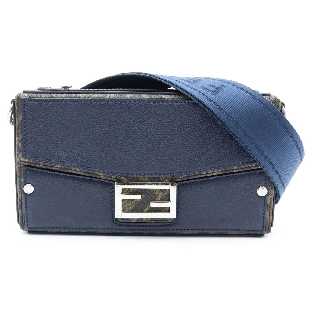 FENDI(フェンディ) バゲット ソフトトランク ショルダーバッグ PVC レザー ブラウン/ネイビー 7VA565 レディース