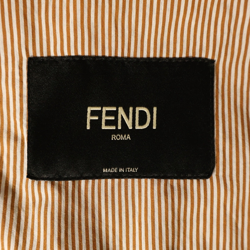 FENDI(フェンディ) バックロゴ ウォッシュ加工 ステンカラーロングコート カーキ #48 FF0787 AR8W