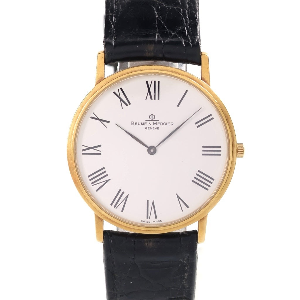 BAUME&MERCIER(ボームアンドメルシェ) クラシマ 白文字盤 イエローゴールド 革ベルト クオーツ MV045088