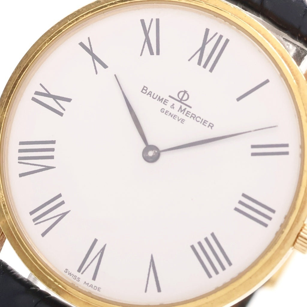 BAUME&MERCIER(ボームアンドメルシェ) クラシマ 白文字盤 イエローゴールド 革ベルト クオーツ MV045088