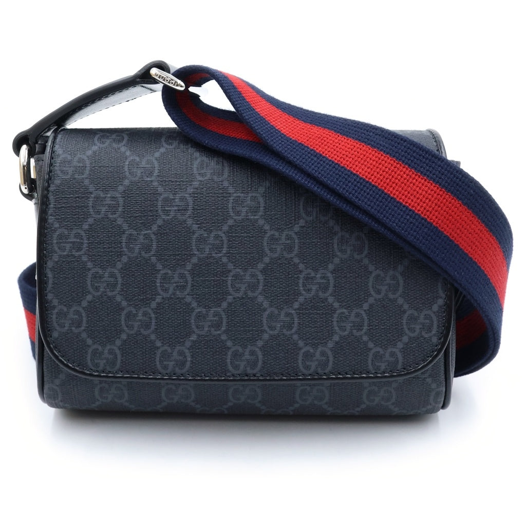 GUCCI(グッチ) GGスプリーム スーパーミニ ショルダーバッグ ブラック キャンバス×レザー 791741 シルバー金具 レディース
