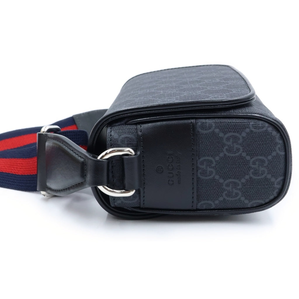 GUCCI(グッチ) GGスプリーム スーパーミニ ショルダーバッグ ブラック キャンバス×レザー 791741 シルバー金具 レディース