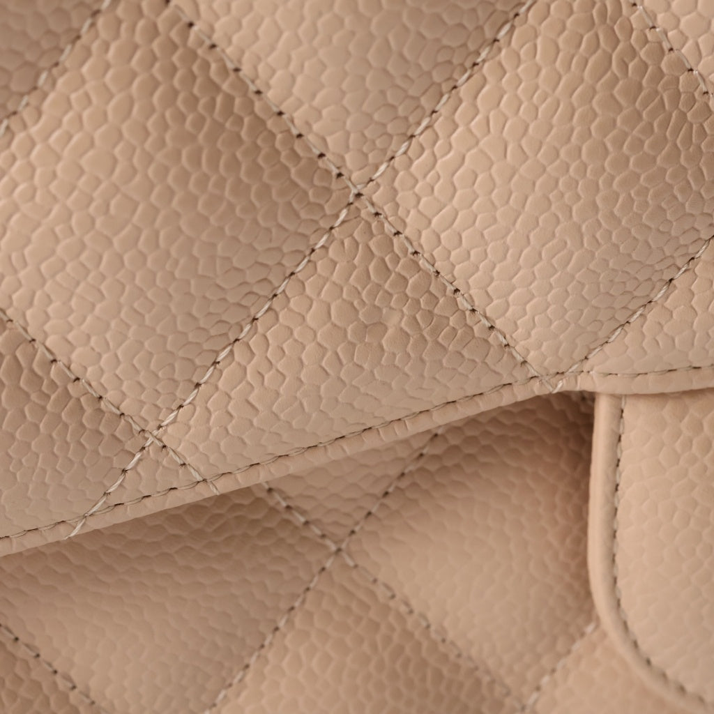 CHANEL(シャネル) マトラッセ30 Wフラップ Wチェーン ショルダーバッグ シルバー金具 キャビアスキン ベージュ レディース