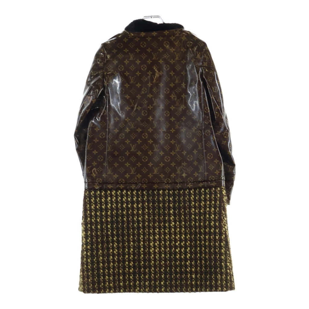 LOUIS VUITTON(ルイヴィトン) ファーコート ロング ジャケット モノグラム ヴェルニ ミンク ツイード ブラウン/ブラック レディース