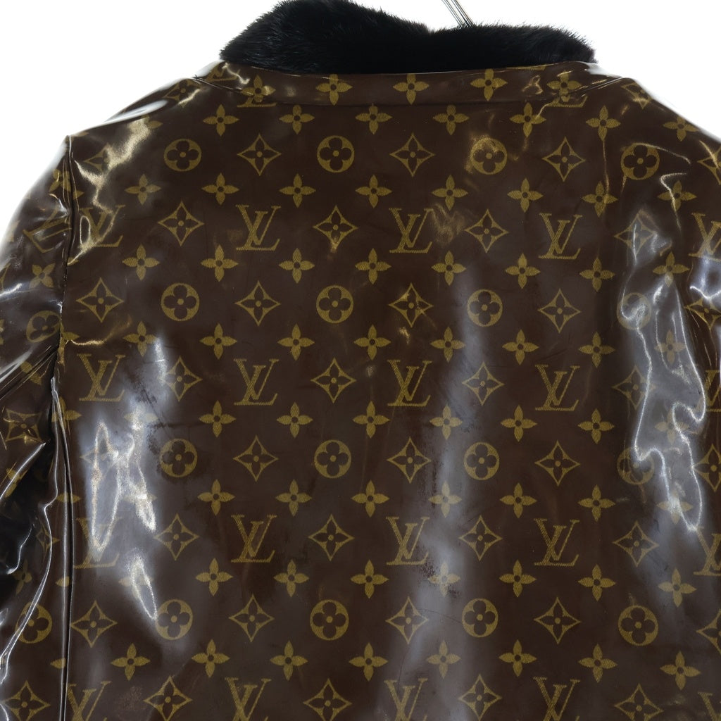 LOUIS VUITTON(ルイヴィトン) ファーコート ロング ジャケット モノグラム ヴェルニ ミンク ツイード ブラウン/ブラック レディース