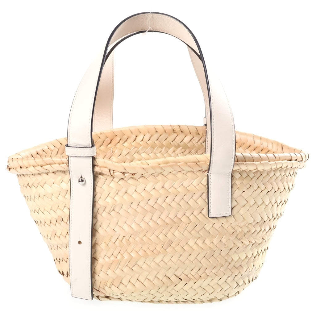 LOEWE(ロエベ) アナグラム スモール カゴバッグ ハンドバッグ ベージュ×ホワイト レザー×ラフィア レディース