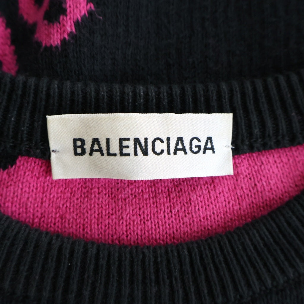 BALENCIAGA(バレンシアガ) ニット ロゴ ブラック/ピンク レディース