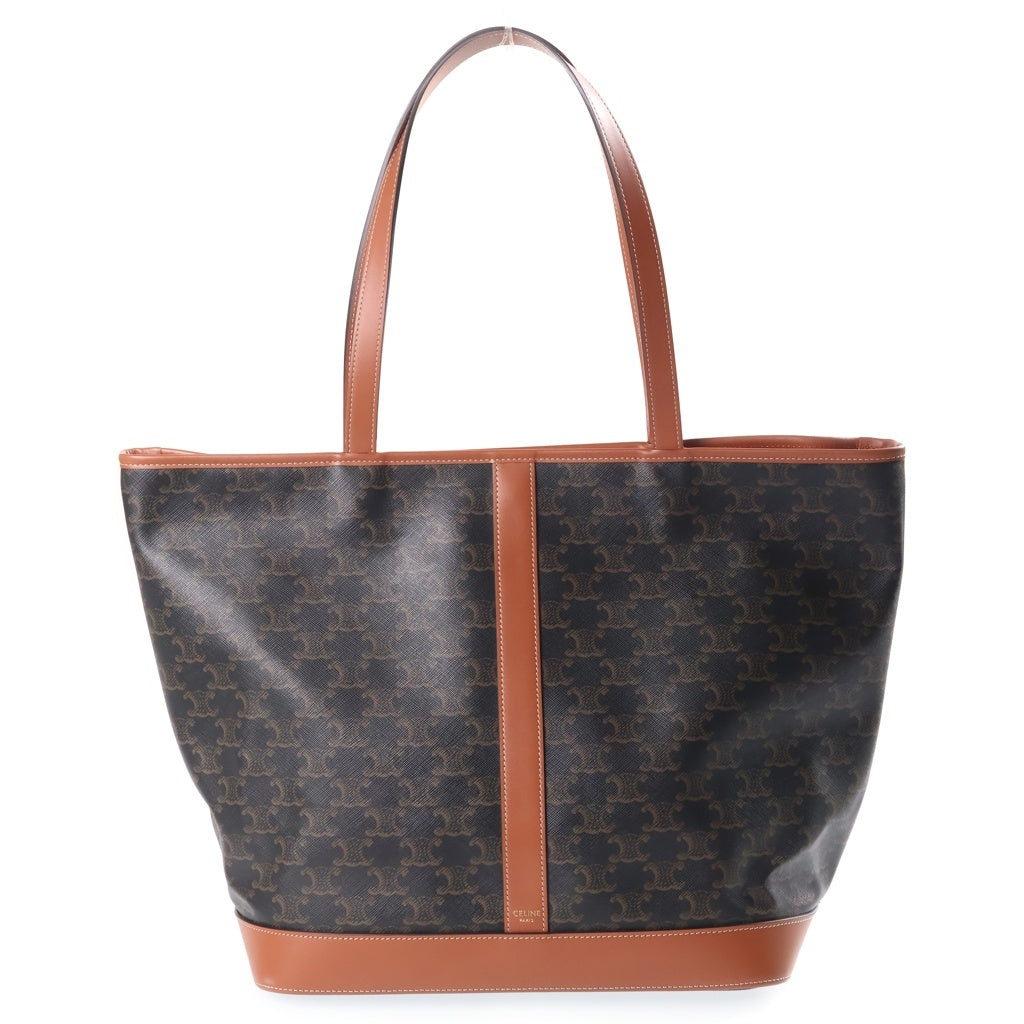 CELINE(セリーヌ) ミディアム カバ トリオンフキャンバス レザー トートバッグ ブラウン レディース