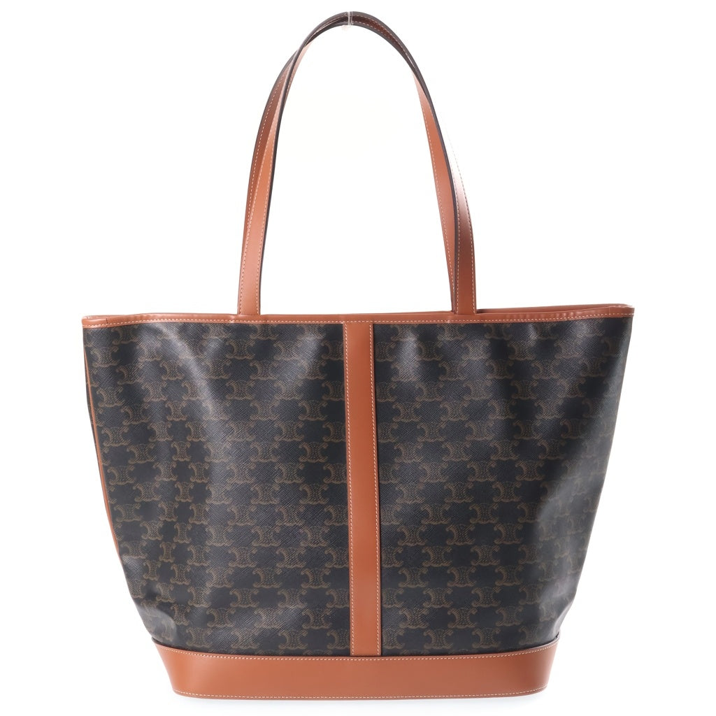 CELINE(セリーヌ) ミディアム カバ トリオンフキャンバス レザー トートバッグ ブラウン レディース