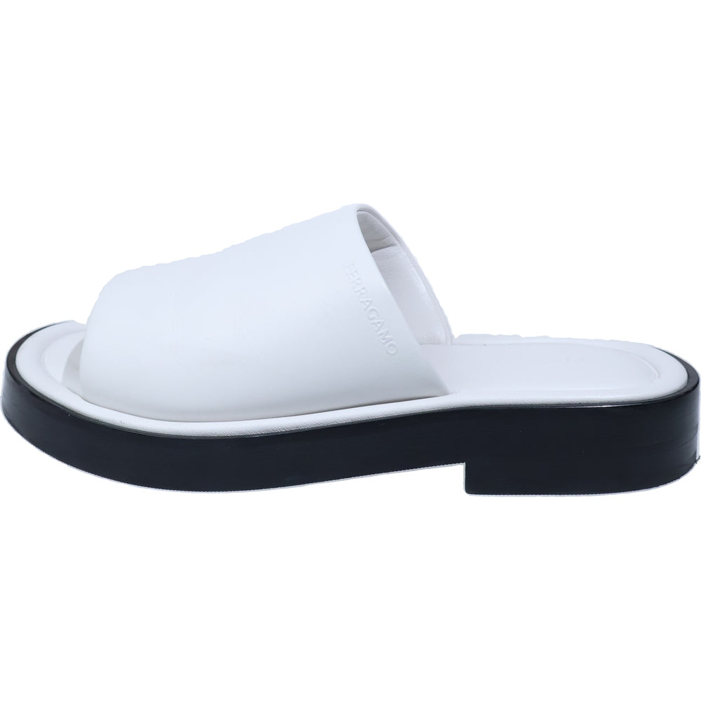 FERRAGAMO(フェラガモ) Giunone Leather Slides ジュノーネ レザースライド サンダル ホワイト 761849