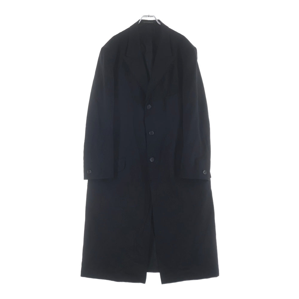 Yohji Yamamoto POUR HOMME(ヨウジヤマモト プールオム) 23SS GABARDINE W-DOUBLE BODY PEAKED JKA 断ち切り ウールギャバ HZ-J27-100 ロングロート ブラック