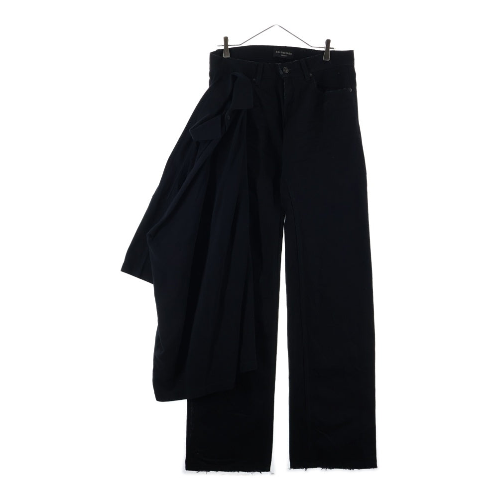 BALENCIAGA(バレンシアガ) Layered Low-Waist Fitted シャツドッキング レイヤード ローライズ デニムパンツ ブラック 833432