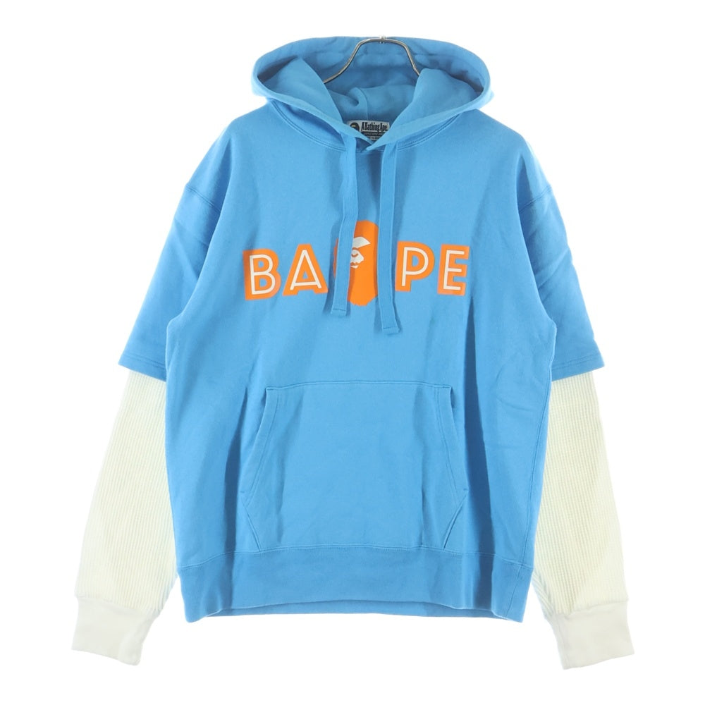 A BATHING APE(アベイシングエイプ) Layered Mudface Wide Hoodie レイヤードマッドフェイスワイドパーカー ブルー