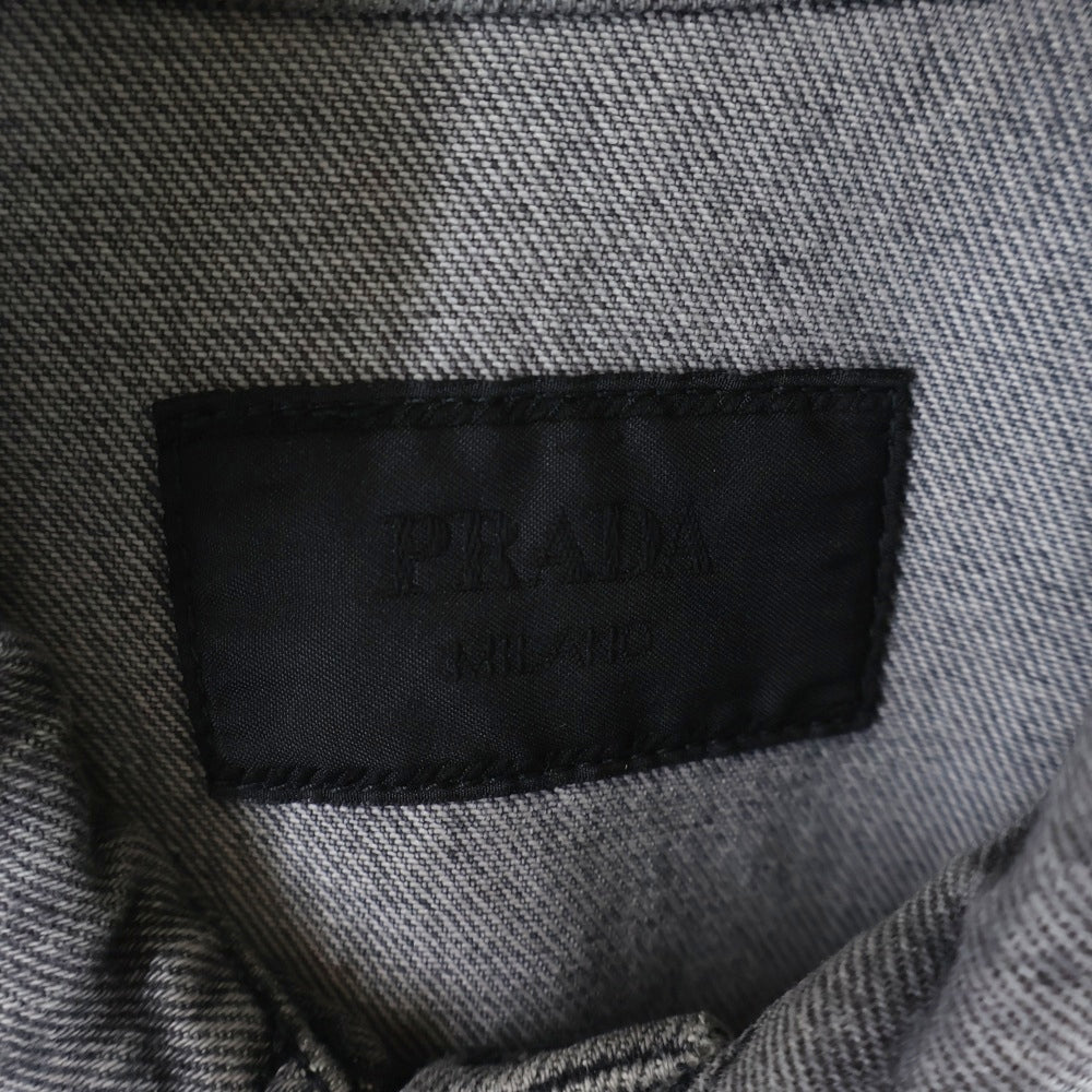 PRADA(プラダ) 23AW トライアングルロゴ プレート デニムジャケット ジップアップブルゾン グレー GEB231 S232 13B4