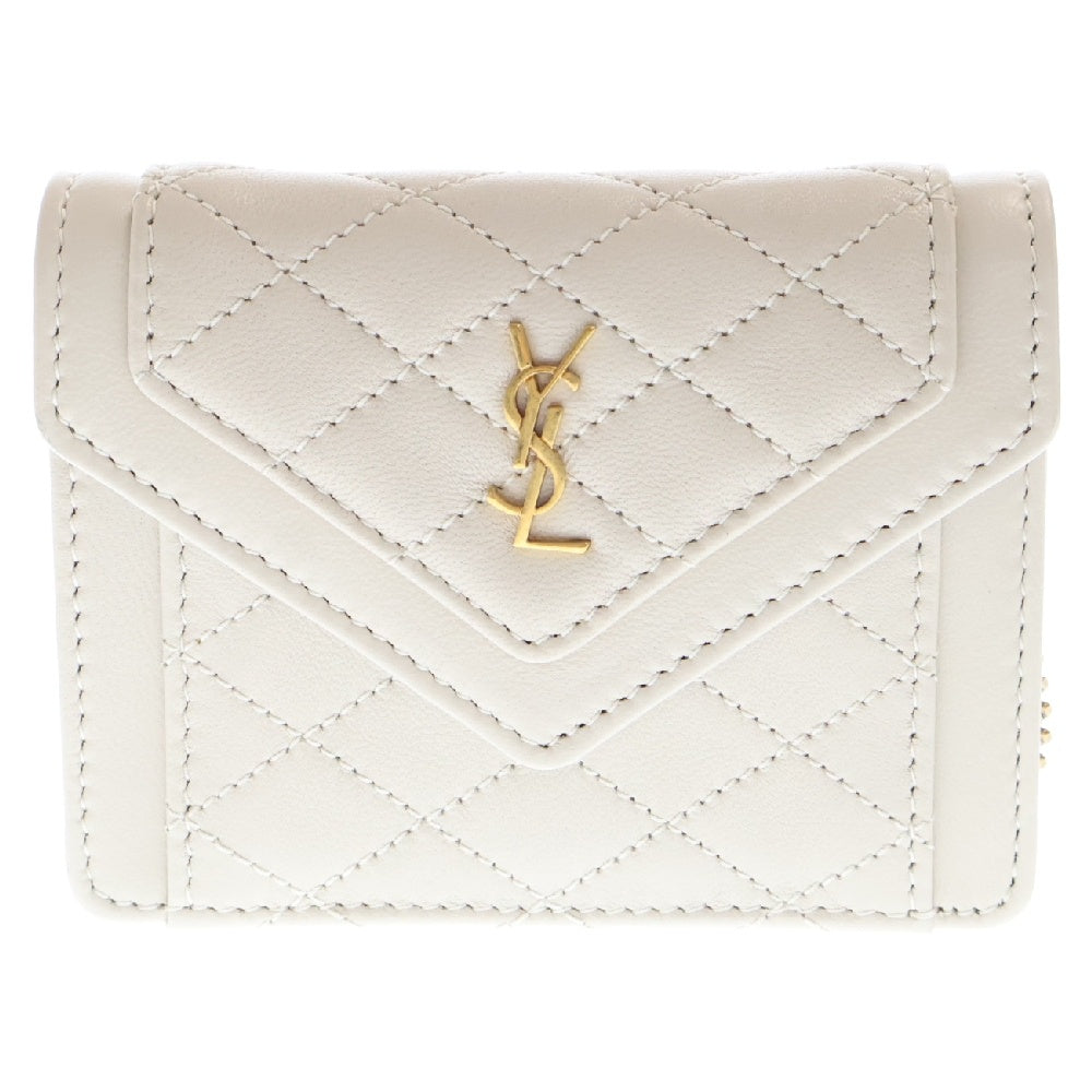 SAINT LAURENT PARIS(サンローランパリ) ゲイビー マイクロバック チェーンショルダーバッグ アイボリー ホワイト レザー ゴールド金具 685612