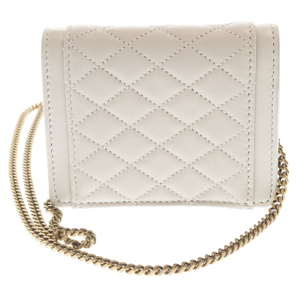 SAINT LAURENT PARIS(サンローランパリ) ゲイビー マイクロバック チェーンショルダーバッグ アイボリー ホワイト レザー ゴールド金具 685612