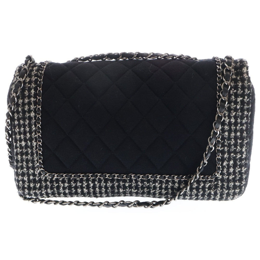 CHANEL(シャネル) マトラッセ30 ダブルチェーン シングルフラップ ショルダーバッグ 斜め掛けバッグ 肩掛けバッグ ブラック ココマーク ツイード シルバー金具 A92533