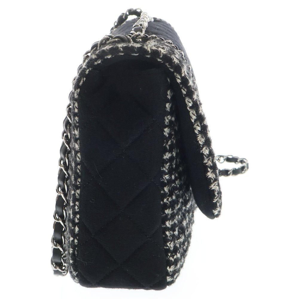 CHANEL(シャネル) マトラッセ30 ダブルチェーン シングルフラップ ショルダーバッグ 斜め掛けバッグ 肩掛けバッグ ブラック ココマーク ツイード シルバー金具 A92533