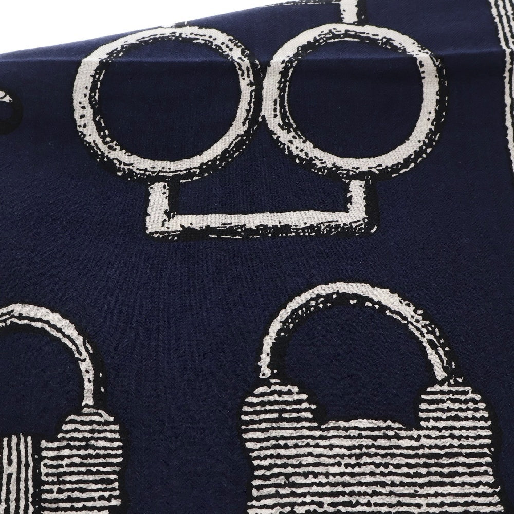 HERMES(エルメス) 20SS カレジェアン140 鞍職人の詩的な目録 カバン ネイビー スカーフ カシミヤ×シルク