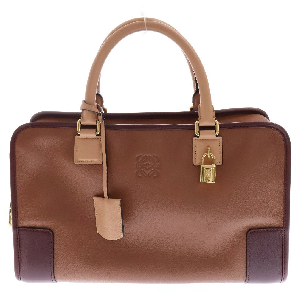 LOEWE(ロエベ) アマソナ36 ハンドバッグ トリコロール ブラウン×ベージュ×ボルドー レザー