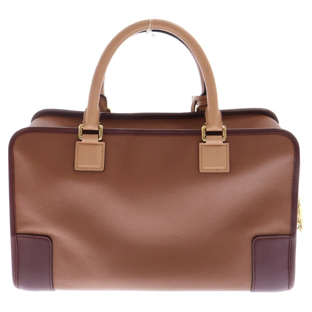 LOEWE(ロエベ) アマソナ36 ハンドバッグ トリコロール ブラウン×ベージュ×ボルドー レザー